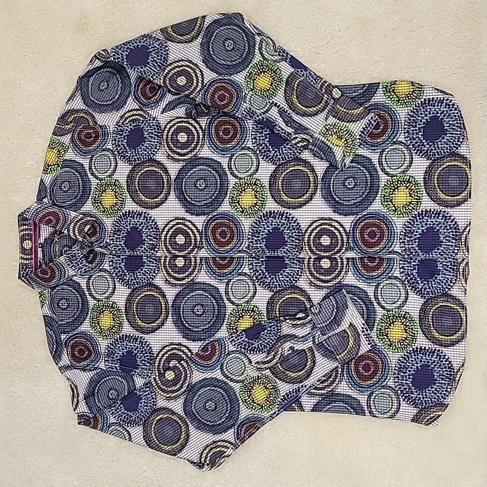 Men's Casual Button-Down Shirt in Multicolor Circular Print